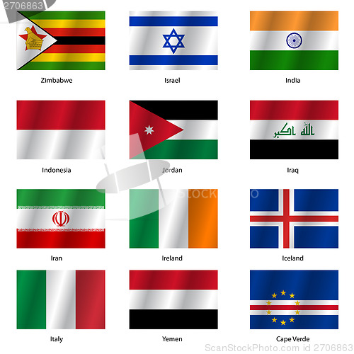 Image of Set  Flags of world sovereign states. Vector illustration. 