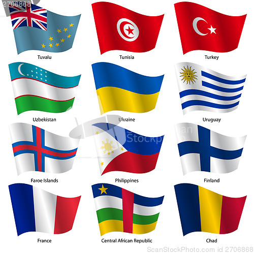 Image of Set  Flags of world sovereign states. Vector illustration. 