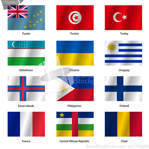 Image of Set  Flags of world sovereign states. Vector illustration. 