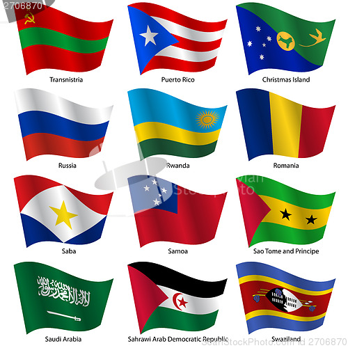 Image of Set  Flags of world sovereign states. Vector illustration. 