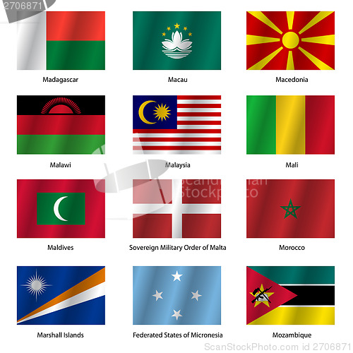Image of Set  Flags of world sovereign states. Vector illustration. 