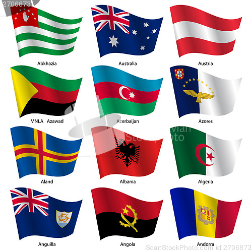 Image of Set  Flags of world sovereign states. Vector illustration. 