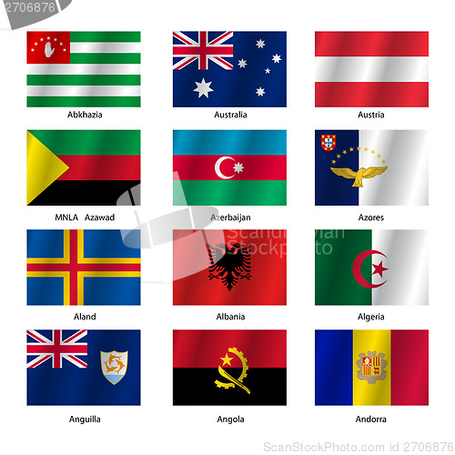 Image of Set  Flags of world sovereign states. Vector illustration. 