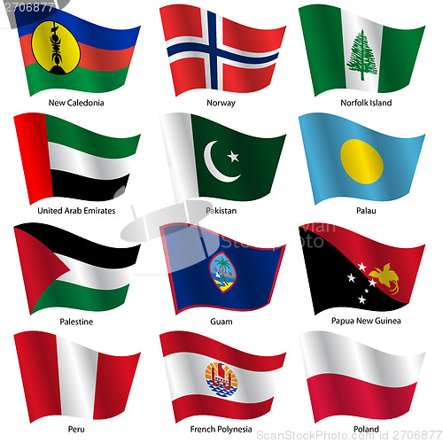 Image of Set  Flags of world sovereign states. Vector illustration.