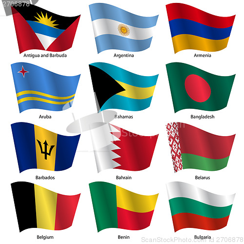 Image of Set  Flags of world sovereign states. Vector illustration.