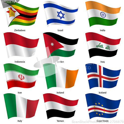 Image of Set  Flags of world sovereign states. Vector illustration. 