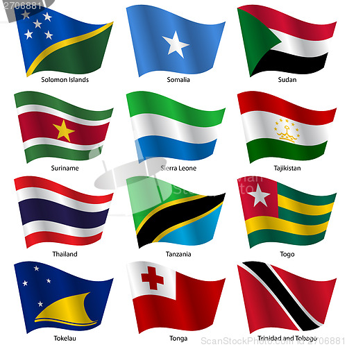 Image of Set  Flags of world sovereign states. Vector illustration. 