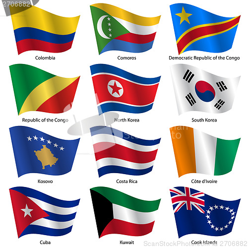 Image of Set  Flags of world sovereign states. Vector illustration. 