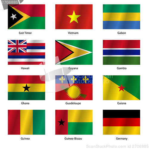 Image of Set  Flags of world sovereign states. Vector illustration. 