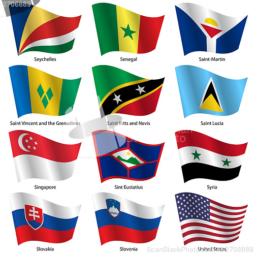 Image of Set  Flags of world sovereign states. Vector illustration. 