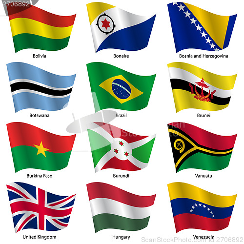 Image of Set  Flags of world sovereign states. Vector illustration. 