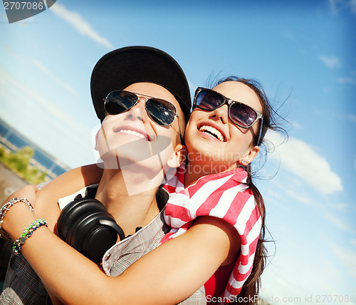 Image of teenagers having fun outside