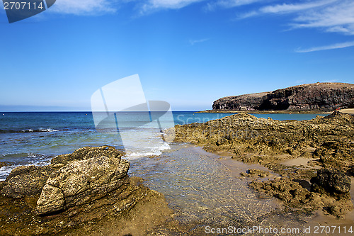 Image of in lanzarote   spain  rock    coastline and summer 