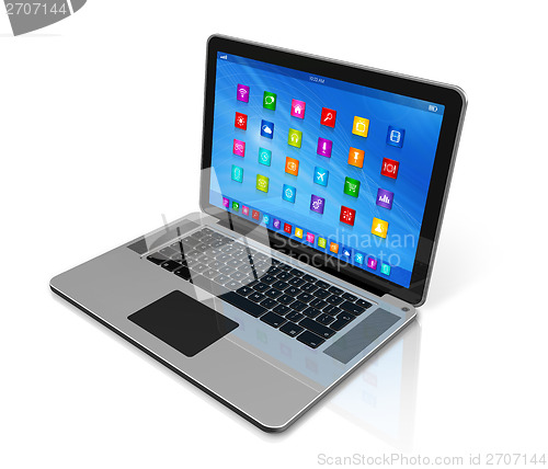 Image of Laptop Computer - apps icons interface