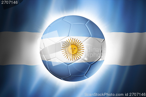 Image of Soccer football ball with Argentina flag