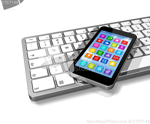 Image of Smartphone on Computer Keyboard