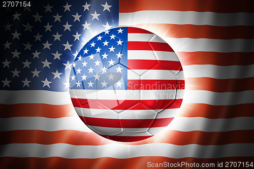 Image of Soccer football ball with USA flag