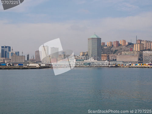 Image of View of Genoa Italy from the sea