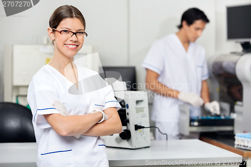Image of Smiling Female Scientist In Laboratory