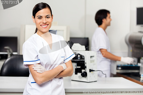 Image of Smiling Female Scientist In Laboratory