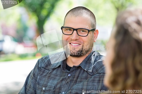 Image of Smiling University Student Looking At Friend