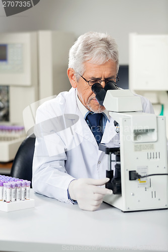 Image of Healthcare Worker Using Microscope In Lab