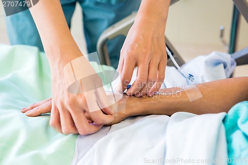 Image of Nurse Starting an IV Line