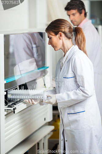 Image of Researcher Loading Samples In Analyzer