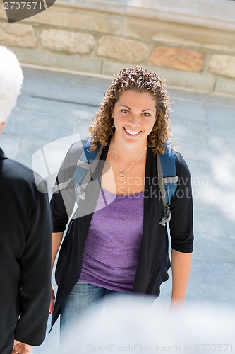 Image of Student With Backpack Walking On University Campus