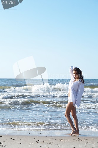 Image of Beautiful Woman at seaside