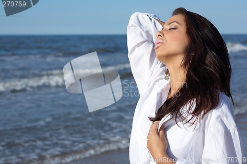 Image of Beautiful Woman at seaside