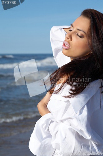 Image of Beautiful Woman at seaside