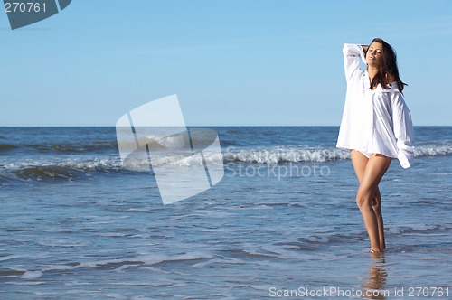 Image of Beautiful Woman at seaside