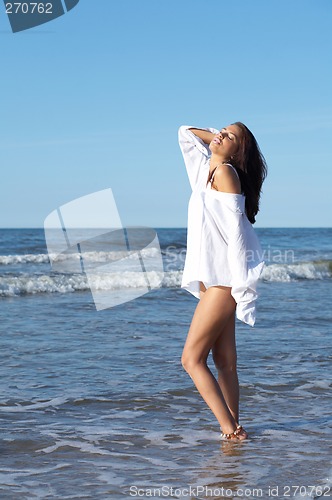 Image of Beautiful Woman at seaside