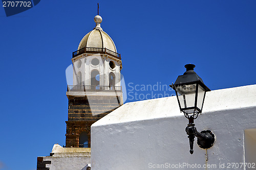 Image of teguis spain the terrace church bell tower in