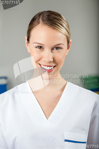 Image of Happy Female Technician In Laboratory