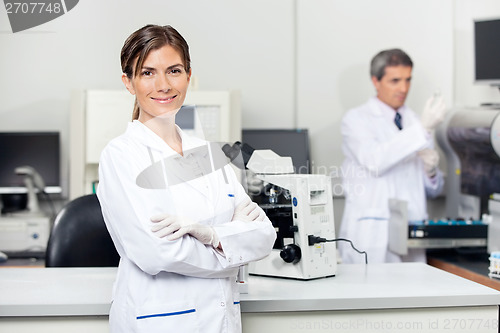 Image of Confident Female Scientist In Laboratory