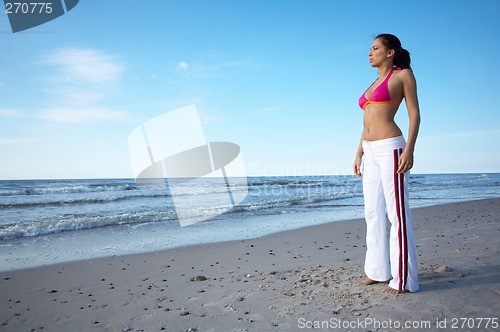 Image of Beautiful Woman at seaside