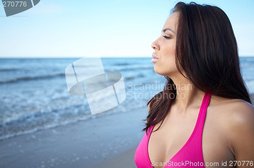 Image of Beautiful Woman at seaside