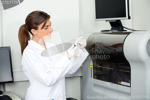 Image of Scientist Analyzing Blood Sample For Coagulation Analysis