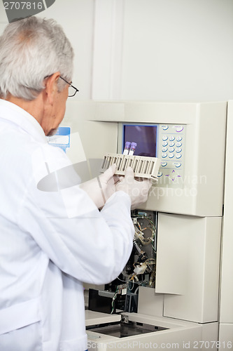 Image of Scientist Loading Analyzer With Samples