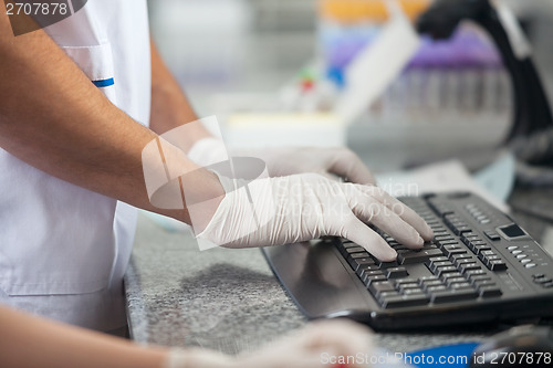 Image of Technician Using Computer In Laboratory