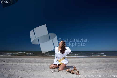 Image of Beautiful Woman at seaside