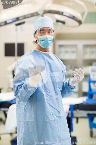 Image of Doctor In Surgical Gown in Operation Room
