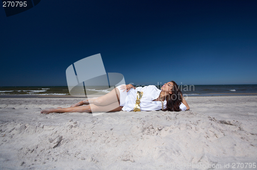 Image of Beautiful Woman at seaside