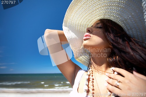 Image of Beautiful Woman at seaside