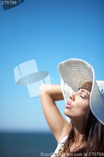 Image of Beautiful Woman at seaside