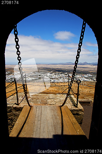 Image of drawbridge  lanzarote  owr and door  in teguise arre