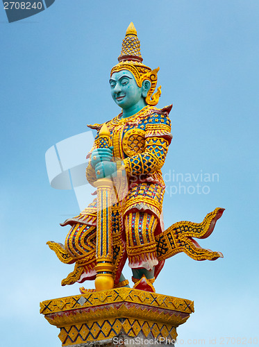 Image of Guard statue on a pole. Thailand, Ayutthaya