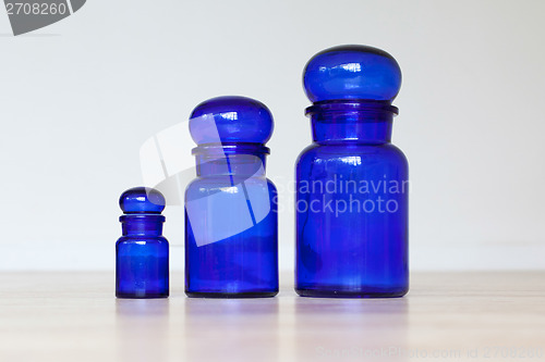 Image of Blue glass jars